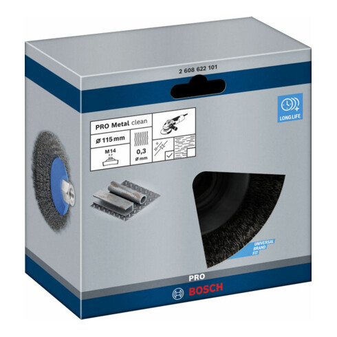 Bosch Spazzola a cono Clean for Metal, filo ondulato