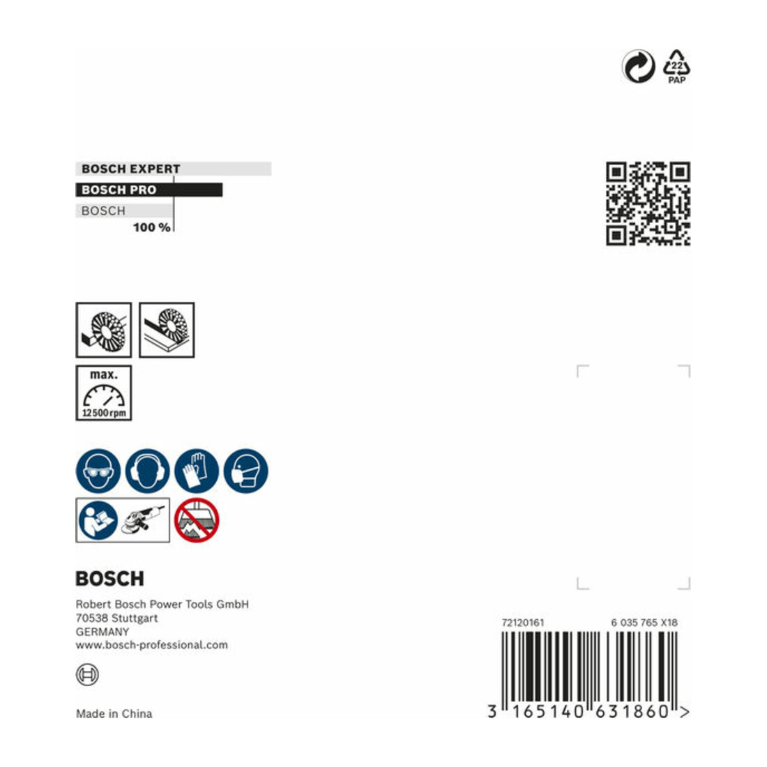 Bosch Spazzola a disco annodata, inossidabile, 115mm 0,5mm 12500 rpm M14