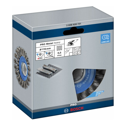 Bosch Spazzola a disco Heavy for Metal X-LOCK annodata, 115mm 0,5mm 12mm