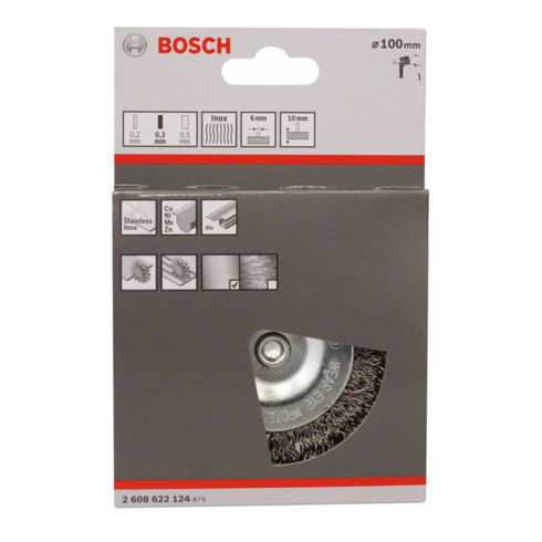 Bosch Spazzola a disco ondulata, inossidabile, 100mm 0,3mm 10mm 4500 rpm