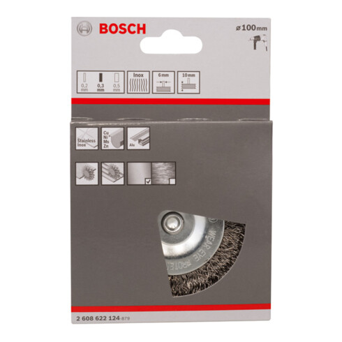 Bosch Spazzola a disco ondulata, inossidabile, 100mm 0,3mm 10mm 4500 rpm