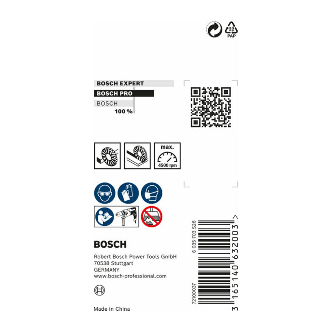 Bosch Spazzola a disco ondulata, inossidabile, 50mm 0,2mm 15mm 4500 rpm