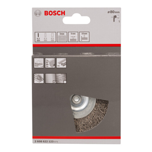 Bosch Spazzola a disco ondulata, inossidabile, 80mm 0,2mm 4mm 4500 giri/min.