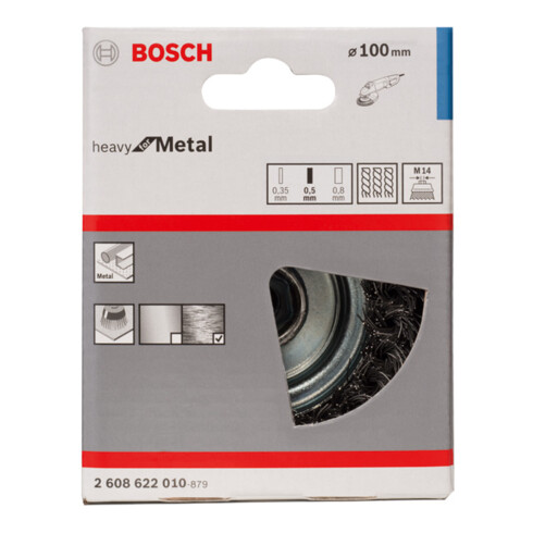 Bosch Spazzola a tazza in acciaio, filo annodato, 100mm 0,5mm 8500 rpm M 14