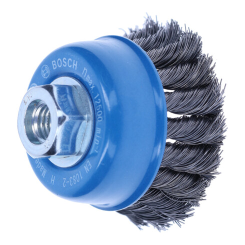 Bosch Spazzola a tazza in acciaio, filo annodato, 65mm 0,35mm 12500 rpm M 14