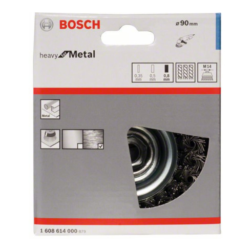 Bosch Spazzola a tazza in acciaio, filo annodato, 90mm 0,8mm 8500 rpm M 14