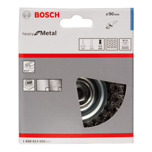 Bosch Spazzola a tazza in acciaio, filo annodato, 90mm 0,8mm 8500 rpm M 14