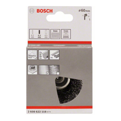 Bosch Spazzola a tazza in acciaio Inox, filo ondulato