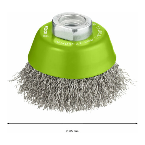 Bosch Spazzola a tazza in acciaio Inox, filo ondulato