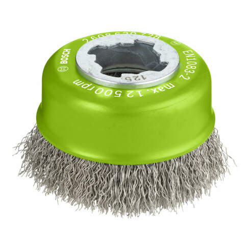 Bosch Spazzola a tazza X-LOCK Clean for Inox 75mm 0,3mm filo in acciaio Inox crimpato