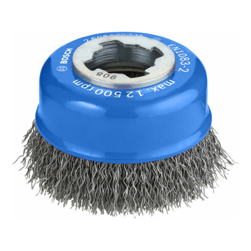Bosch Spazzola a tazza X-LOCK Clean for Metal 75 mm, filo d'acciaio ondulato 0,3 mm