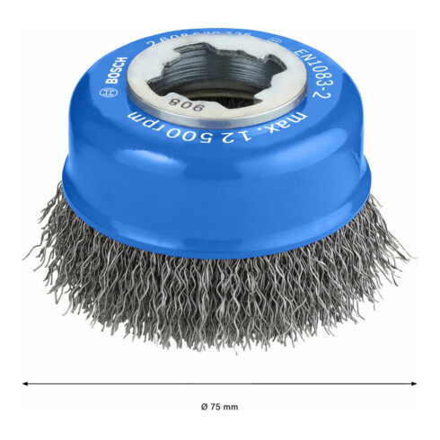 Bosch Spazzola a tazza X-LOCK Clean for Metal 75 mm, filo d'acciaio ondulato 0,3 mm