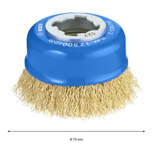 Bosch Spazzola a tazza X-LOCK Clean for Metal 75mm 0,3mm spazzola in ottone aggraffato
