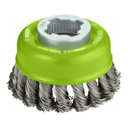 Bosch Spazzola a tazza X-LOCK Heavy for Inox 75mm 0,5mm filo in acciaio Inox annodato