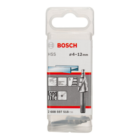 Bosch stappenboor HSS 4 - 12 mm 6 mm 50 mm 5 stappen