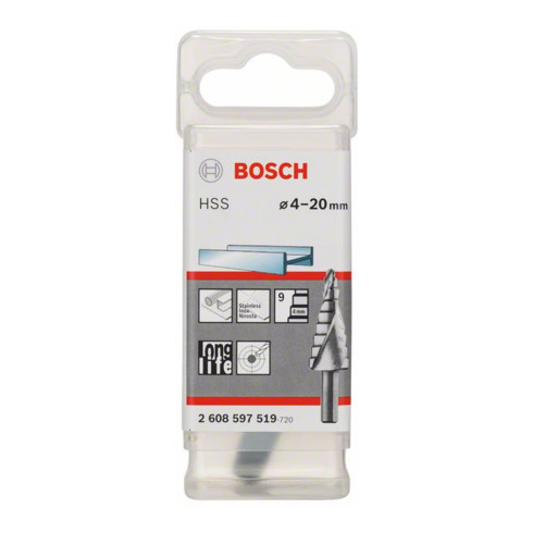 Bosch stappenboor HSS 4 - 20 mm 8 mm 70,5 mm 9 stappen