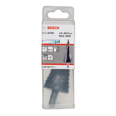 Bosch stappenboor HSS-AlTiN voor kabelwartels M10-M40 10 mm 125,5 mm