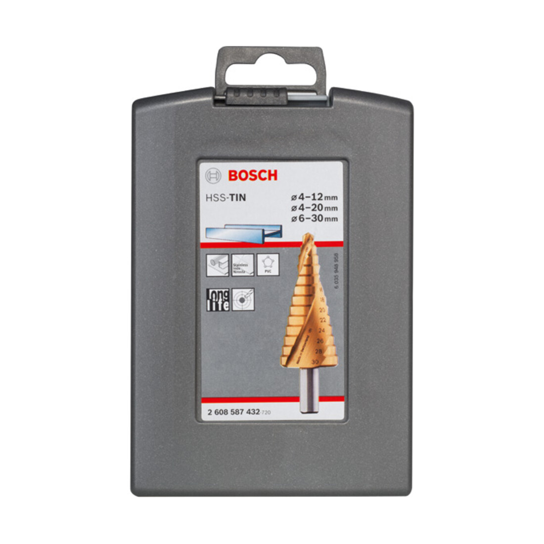 Bosch stappenboor HSS-TiN set 3 stuks 4 - 12 mm 4 - 20 mm 6 - 30 mm