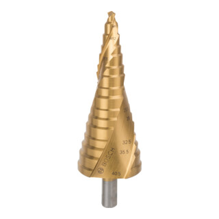 Bosch stappenboor HSS-TiN voor kabelvergrendeling, M10 - M40 10 mm 125,5 mm 12 stappen