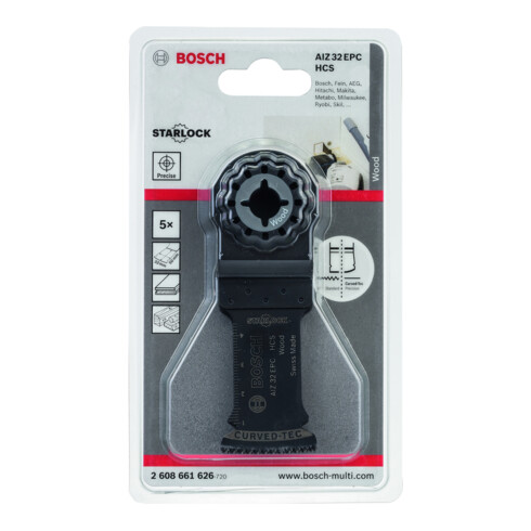 Bosch Starlock Lames de scie plongeante HCS AIZ 32 EPC, lot de 5