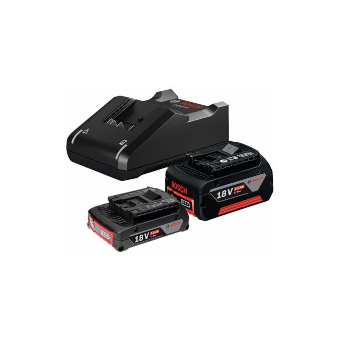 Bosch Starter-Set: 1x GBA 18V 2,0Ah + 1x GBA 18V 4,0Ah + GAL 18V-40