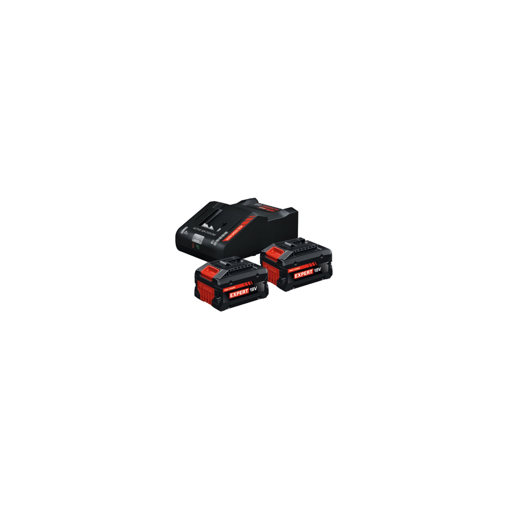 BOSCH Starter Set Batterie/Ladegerät Set 2x EXBA18V-80 + EXAL18V-160; C