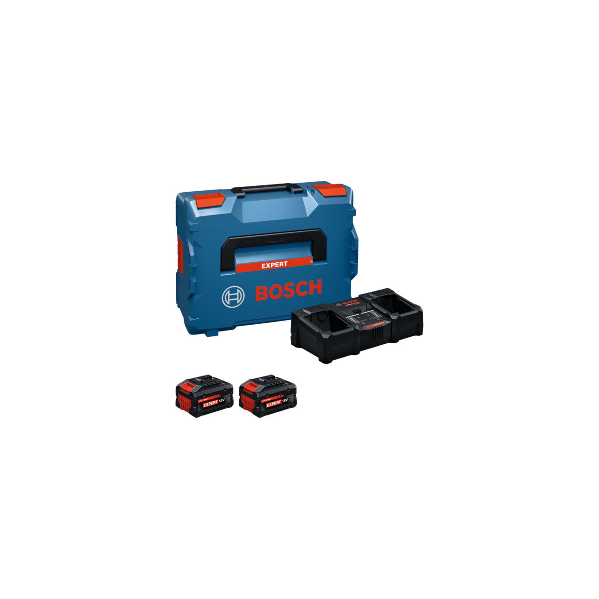BOSCH Starter-Set Batterie/Ladegerät Set 2x EXBA18V-80 + EXAL18V2-320; C