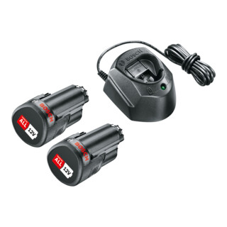 Bosch Starter set per batteria : 2 x batterie PBA da 12 V, 1,5 Ah O-A e caricabatterie GAL 1210 CV