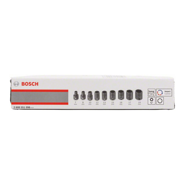 Bosch Steckschlüsseleinsätze-Set 9-teilig L 30 mm SW 7 - SW 19
