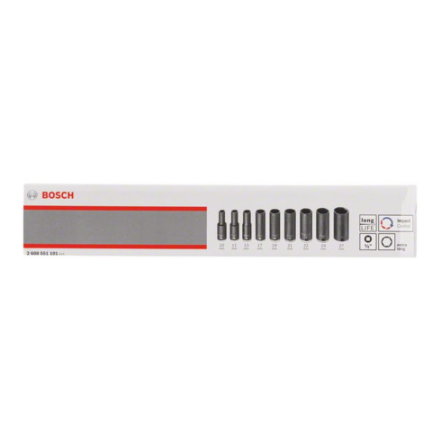 Bosch Steckschlüsseleinsätze-Set 9-teilig L 77 mm SW 10 - SW 27