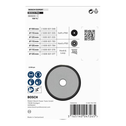 Bosch steunschijf standaard M10 100 mm 15 300 tpm
