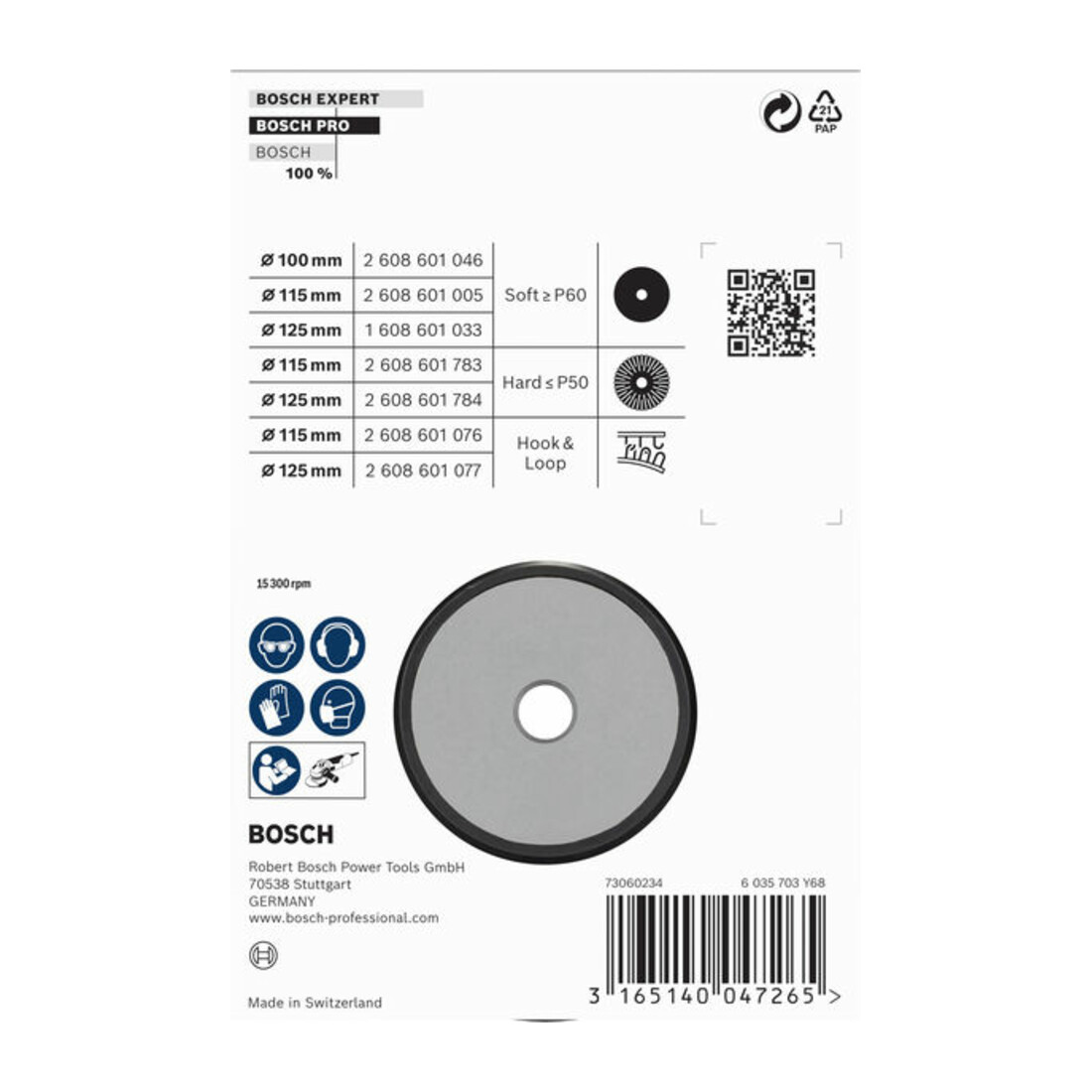Bosch steunschijf standaard M10 100 mm 15 300 tpm