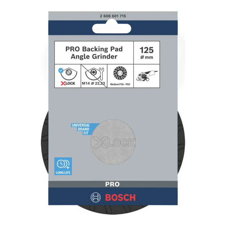 Bosch steunschijf X-LOCK 125 mm middelhard 12.250 tpm