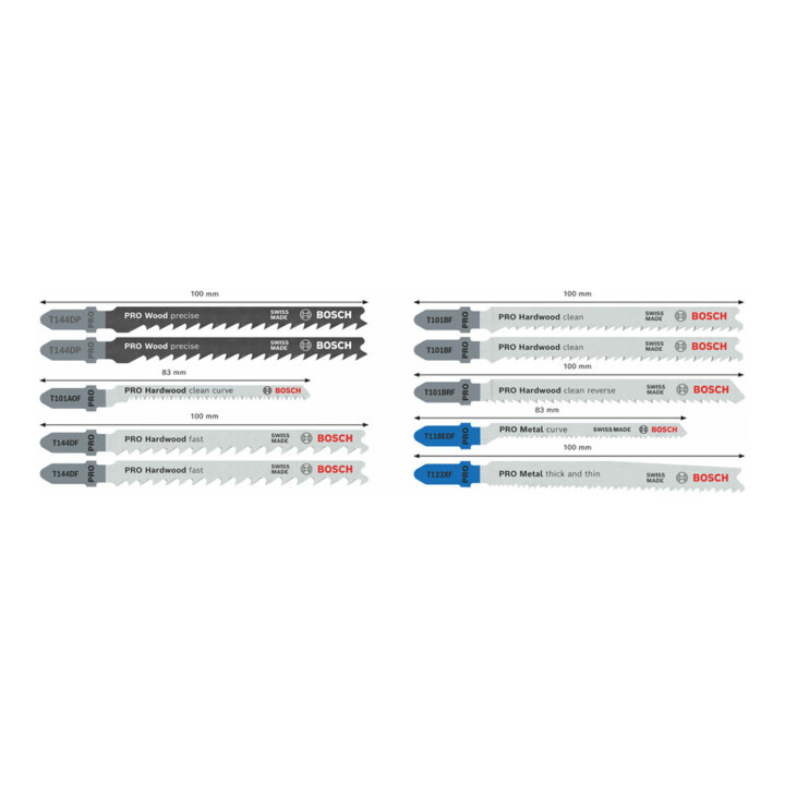 Bosch Stichsägeblatt Set PRO Wood and Metal T 144 DP T 123 XF 100mm 10-tlg.
