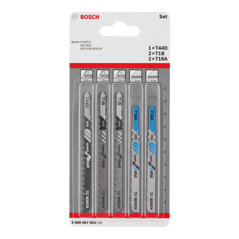 Bosch Stichsägeblatt-Set Wood and Metal 5-teilig Doppelnockenschaft