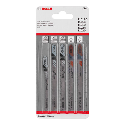 Bosch Stichsägeblatt-Set Wood and Plastics 5-teilig Einnockenschaft