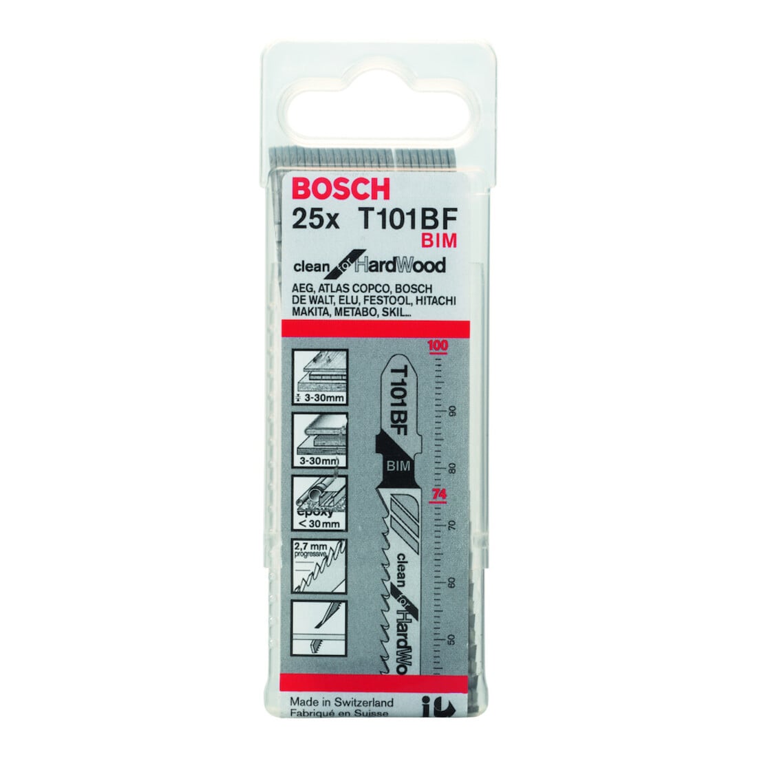 Bosch Stichsägeblatt T 101 BF VE à 25 Stück Clean for Hard Wood