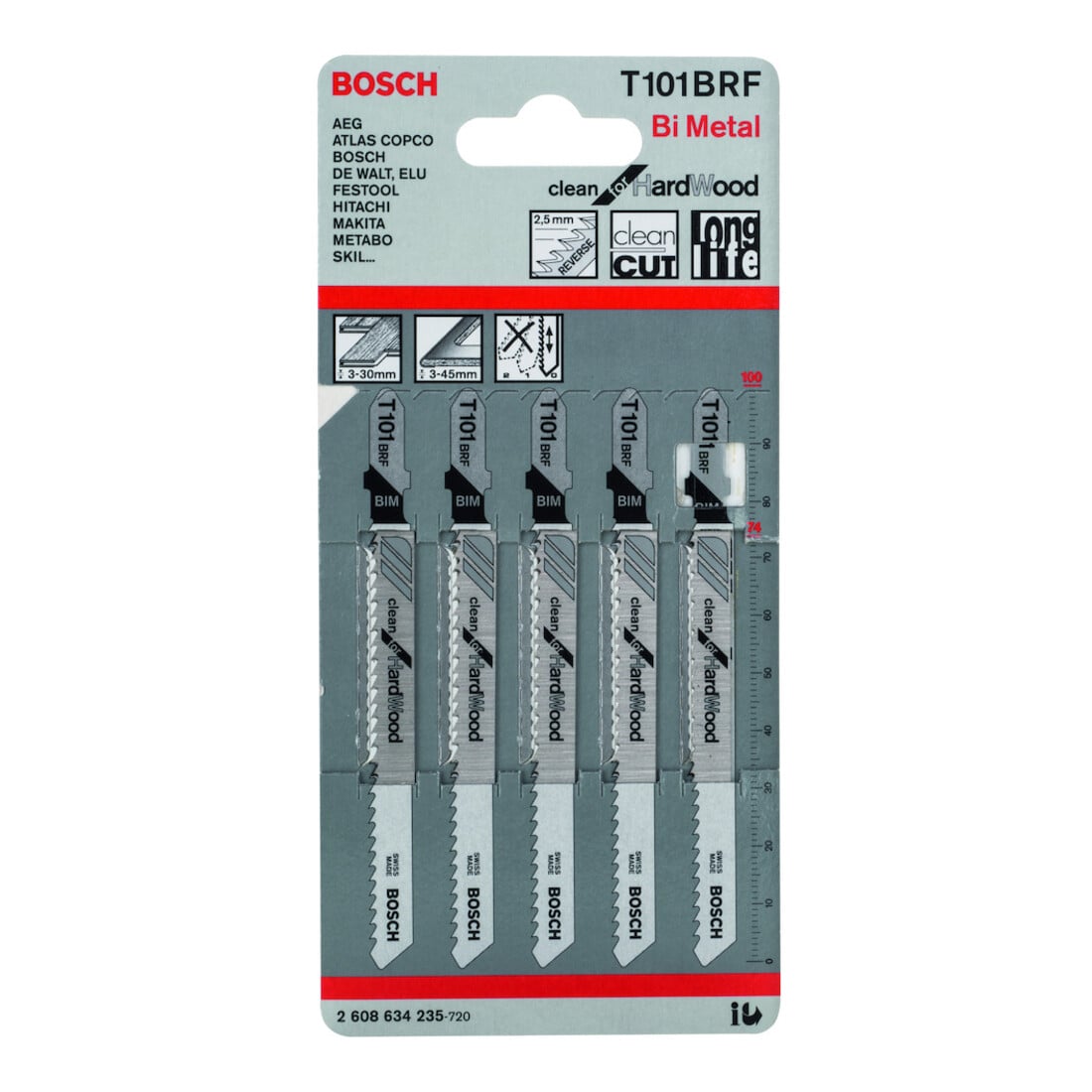 Bosch Stichsägeblatt T 101 BRF VE à 5 Stück Clean for Hard Wood