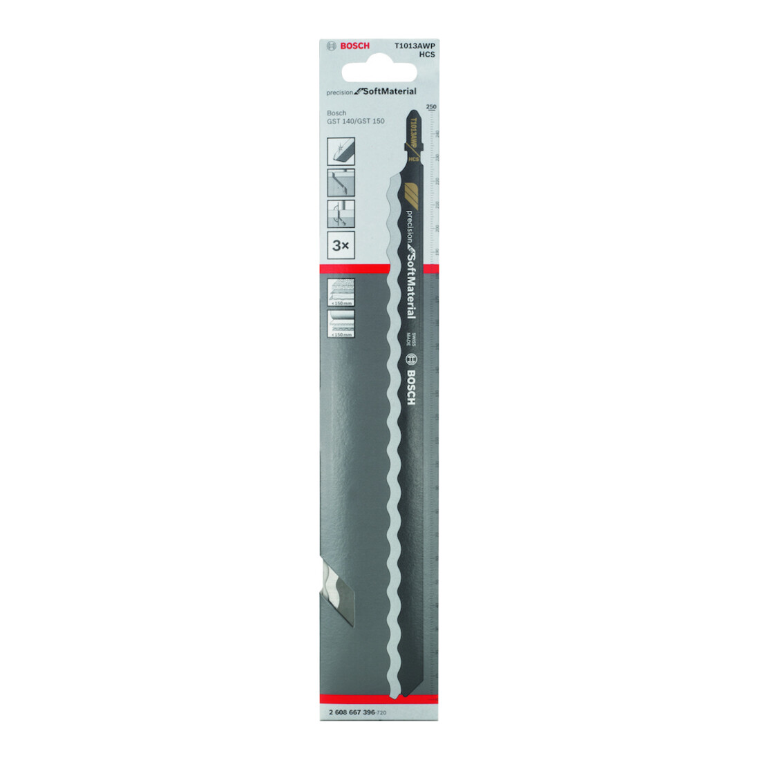 Bosch Stichsägeblatt T 1013 AWP VE à 3 Stück Precision f SoftMaterial