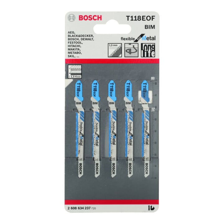 Bosch Stichsägeblatt T 118 EOF VE à 5 Stück Flexible for Metal