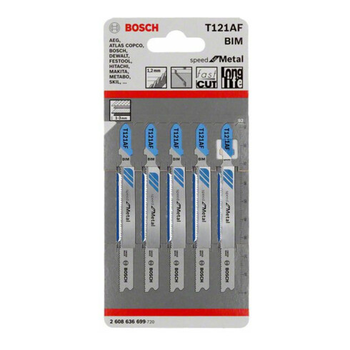 Bosch Stichsägeblatt T 121 AF Speed for Metal, Bleche