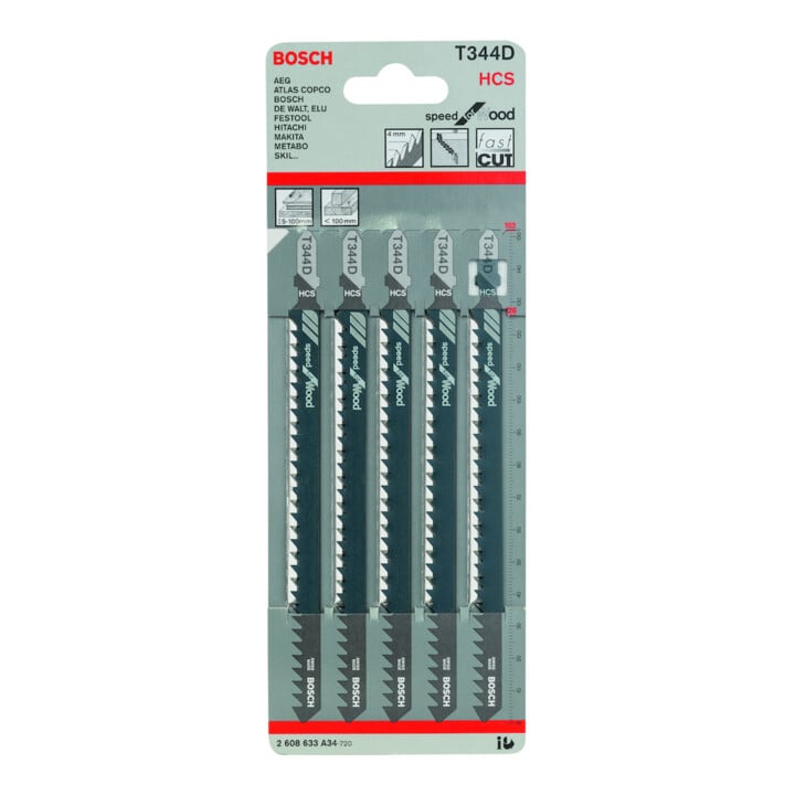 Bosch Stichsägeblatt T 344 D VE à 5 Stück Speed for Wood