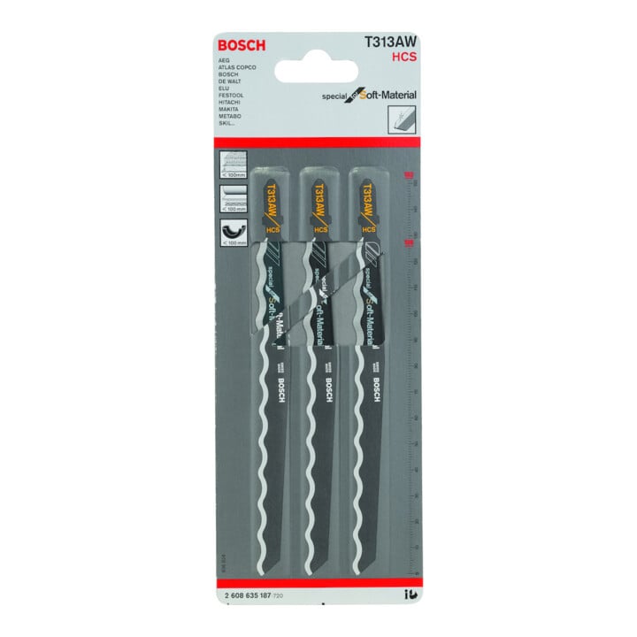 Bosch Stichsägeblatt T313 AW VE à 3 Stück Special for Soft Material