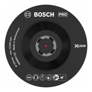 Bosch Stützteller X-LOCK 125 mm Klettverschluss 12.250 U/min