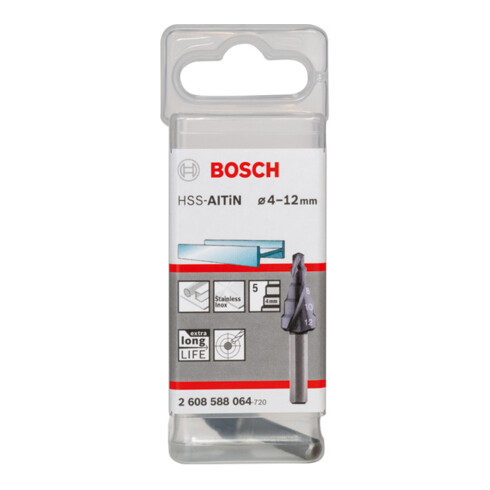 Bosch Stufenbohrer HSS-AlTiN 4 - 12 mm 6 mm 50 mm 5 Stufen