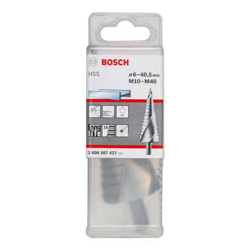 Bosch Stufenbohrer HSS für Kabelverschraubungen M10-M40 10 mm 125,5 mm 16 Stufen