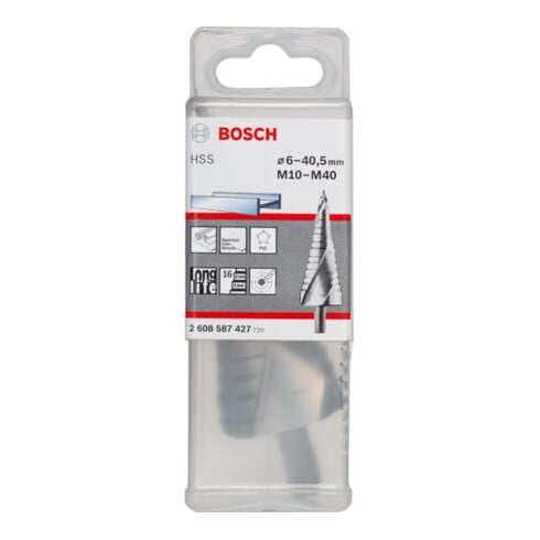 Bosch Stufenbohrer HSS für Kabelverschraubungen M10-M40 10 mm 125,5 mm 16 Stufen