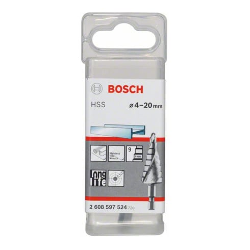 Bosch Stufenbohrer HSS Sechskantschaft 4 - 20 mm 1/4", 70,5 mm 9 Stufen