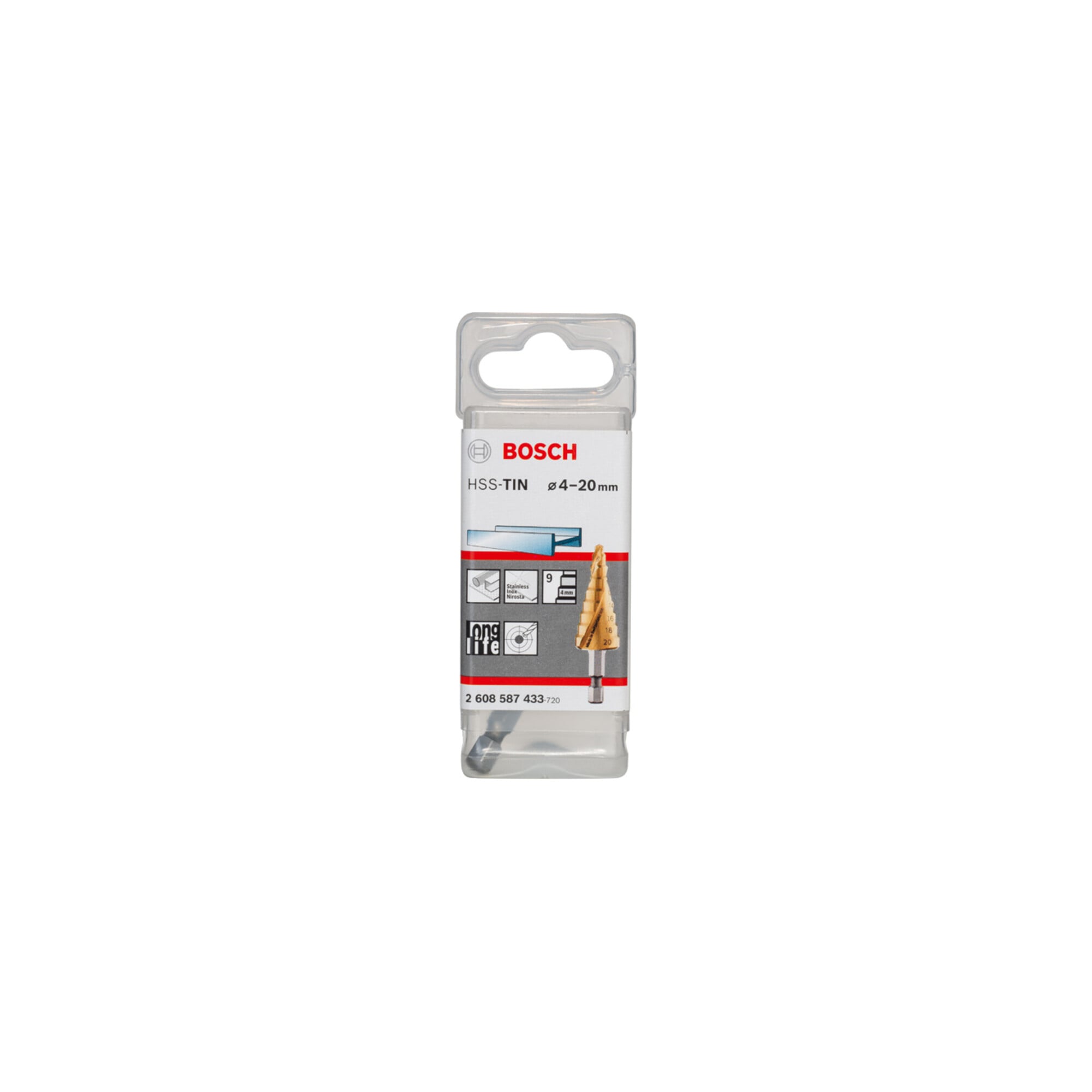 Bosch Stufenbohrer HSS-TiN 4 - 20 mm 1/4", 70,5 mm 9 Stufen