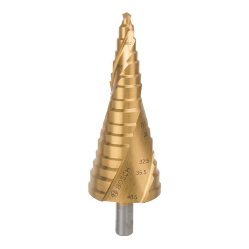 Bosch Stufenbohrer HSS-TiN für Kabelverschr., M10 - M40 10 mm 125,5 mm 12 Stufen